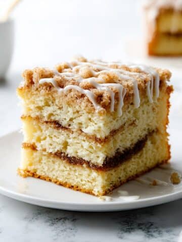 Cinnamon Streusel Coffee Cake with Crumb Topping and Drizzle Recipe