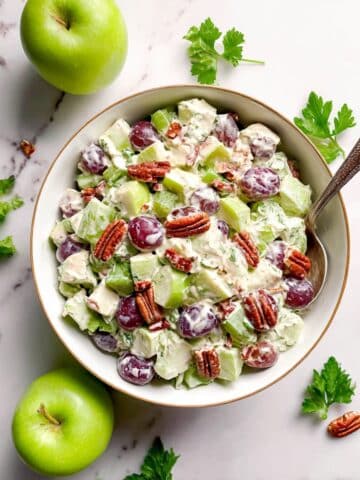 Creamy Waldorf Salad with Apples, Grapes, and Pecans Recipe