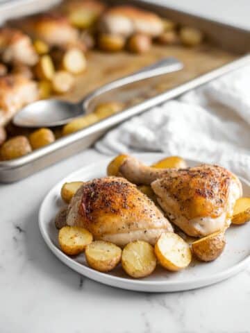 One Pan Garlic Roasted Chicken and Baby Potatoes Recipe