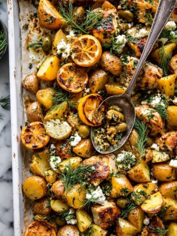Sheet Pan Greek Garlic Butter Chicken and Potatoes Recipe
