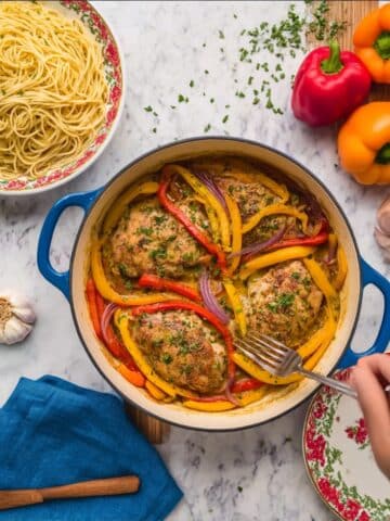 Chicken Scampi with Vibrant Bell Peppers and Pasta Recipe