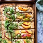 Chicken Peach Ricotta Pizza with Arugula and Balsamic Glaze Recipe