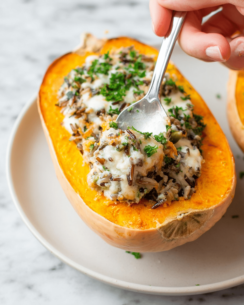 Stuffed Butternut Squash with Wild Rice Recipe