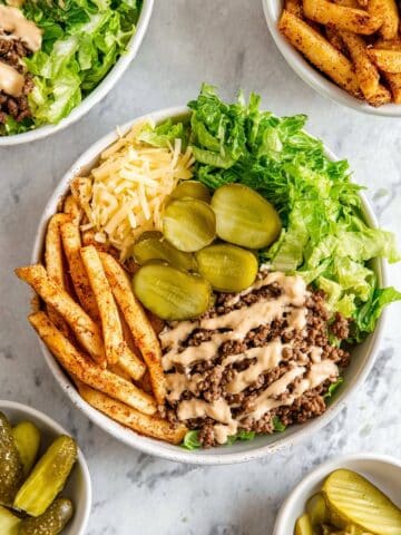 Burger Bowl with Crispy Potatoes and Spiced Beef Recipe