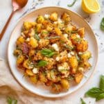 Baked Feta Potatoes with Roasted Garlic and Fresh Basil Recipe