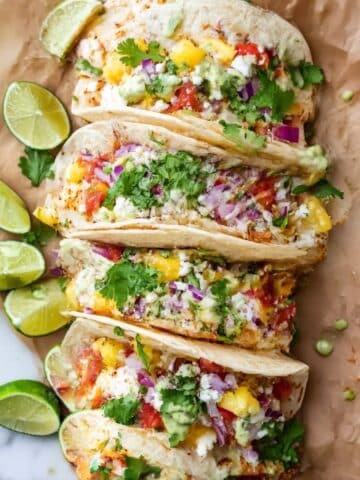 Fish Tacos with Homemade Taco Sauce and Fresh Toppings Recipe
