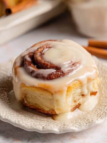 Sticky Brown Butter Banana Cinnamon Rolls with Cream Cheese Icing Recipe