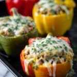 Cheesy Spinach and Chicken Stuffed Bell Peppers Recipe