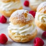 Classic Cream Puffs with Vanilla Whipped Cream and Fresh Raspberries Recipe
