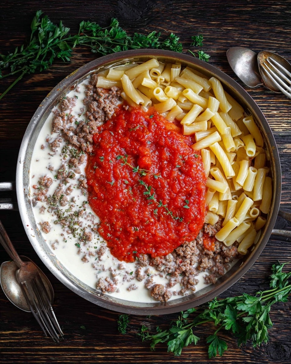 Creamy Sausage Rigatoni with Spinach and Tomato Sauce Recipe