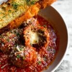 Mozzarella Stuffed Meatballs in Marinara Recipe