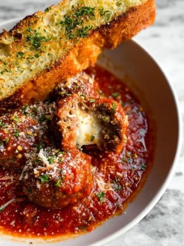 Mozzarella Stuffed Meatballs in Marinara Recipe
