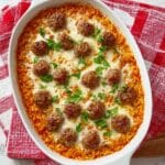 Dump & Bake Cheesy Meatball Rice Casserole Recipe