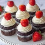Santa Hat Cupcakes with White Chocolate Ganache and Fresh Strawberries Recipe