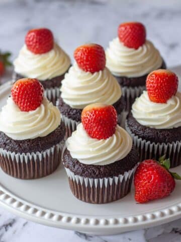 Santa Hat Cupcakes with White Chocolate Ganache and Fresh Strawberries Recipe