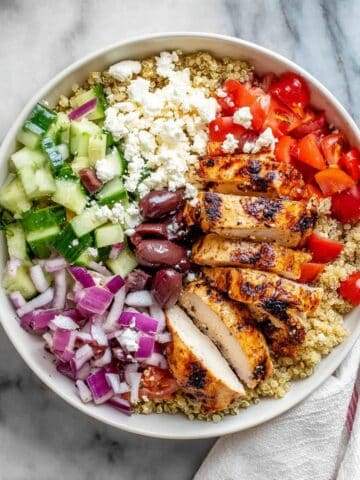 Greek Chicken Quinoa Bowl with Feta and Kalamata Olives Recipe