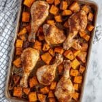 Sheet Pan Chicken Legs and Sweet Potatoes Recipe