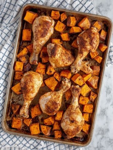 Sheet Pan Chicken Legs and Sweet Potatoes Recipe