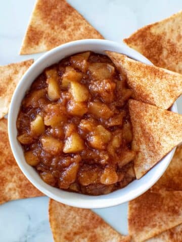 Apple Pie Dip with Cinnamon Sugar Tortilla Chips Recipe