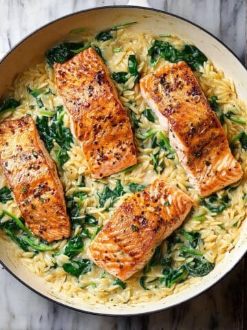 One-Skillet Salmon with Lemon Orzo Recipe