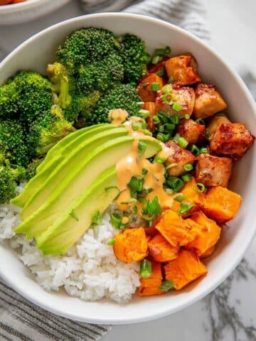 Chicken and Sweet Potato Rice Bowl with Chipotle Mayo Recipe