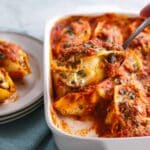 Cheesy Stuffed Shells with Tomato Sauce and Mushrooms Recipe