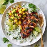 Cilantro Lime Chicken with Mango-Avocado Salsa and Cilantro-Lime Rice Recipe