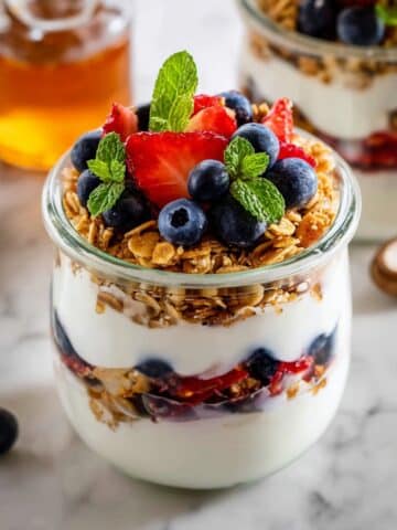 Greek Yogurt Parfait with Berries, Granola, and Honey Recipe
