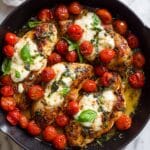 Balsamic Glazed One Pan Chicken with Cherry Tomatoes and Mozzarella Recipe