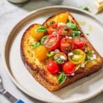Savory French Toast with Parmesan, Blistered Cherry Tomatoes, and Basil Recipe