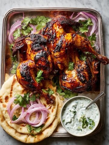 Tandoori Chicken with Lemon Rice and Raita Recipe