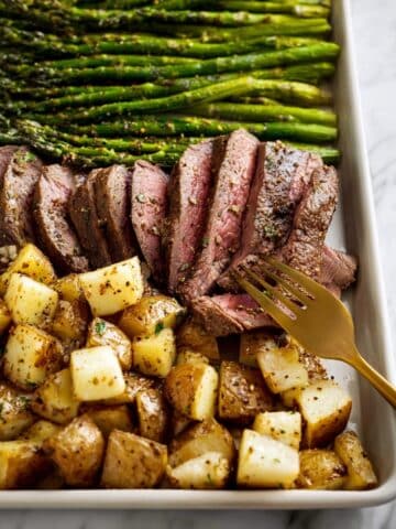 Parmesan Crusted Steak and Potato Sheet Pan Dinner Recipe