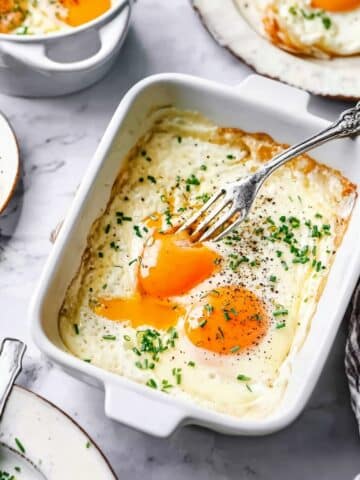 Shirred Eggs with Cream, Cheese, and Chives Recipe