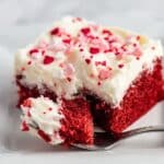 Red Velvet Poke Cake with White Chocolate Frosting and Marshmallow Filling Recipe