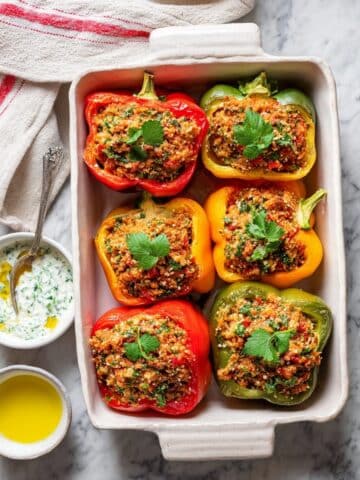 Chicken Stuffed Peppers with Herb Yogurt Sauce Recipe