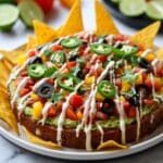 7 Layer Dairy-Free Dip with Guacamole, Salsa, and Spicy Queso Recipe