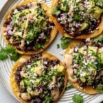 Black Bean Tostadas with Jalapeño-Feta Sauce and Avocado Recipe
