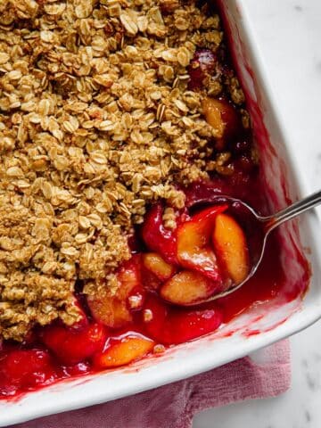 Gluten-Free Plum Crisp with Pistachio, Oat and Almond Topping Recipe
