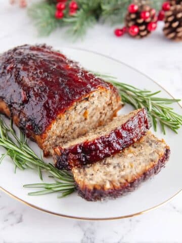Cranberry-Glazed Ground Turkey Meatloaf in Air Fryer Recipe