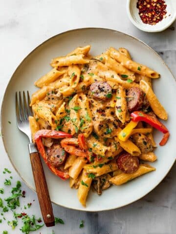 One Pot Creamy Cajun Sausage Pasta Recipe