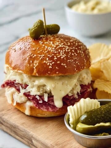 Hot Pastrami Sandwich with Sauerkraut, Melted Provolone, and Thousand Island Dressing Recipe