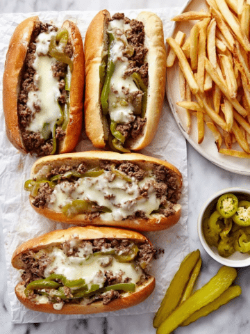 Philly Cheesesteak Sandwiches with Mushrooms, Bell Peppers, and Provolone Recipe