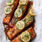 Harissa Baked Salmon with Lemon and Cilantro Recipe
