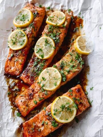 Harissa Baked Salmon with Lemon and Cilantro Recipe