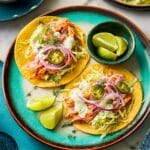 Mediterranean-Style Salmon Tacos with Cabbage Slaw and Tzatziki Recipe