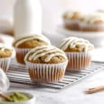 Vegan Matcha Muffins with White Chocolate Drizzle Recipe