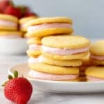 Lemon Sandwich Cookies with Strawberry Frosting Recipe