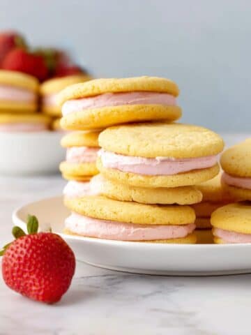Lemon Sandwich Cookies with Strawberry Frosting Recipe