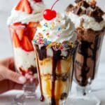 Decadent Ice Cream Sundae with Chocolate, Caramel, and Nuts Recipe