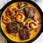 Surf and Turf with Creamy Garlic Oregano Sauce Recipe